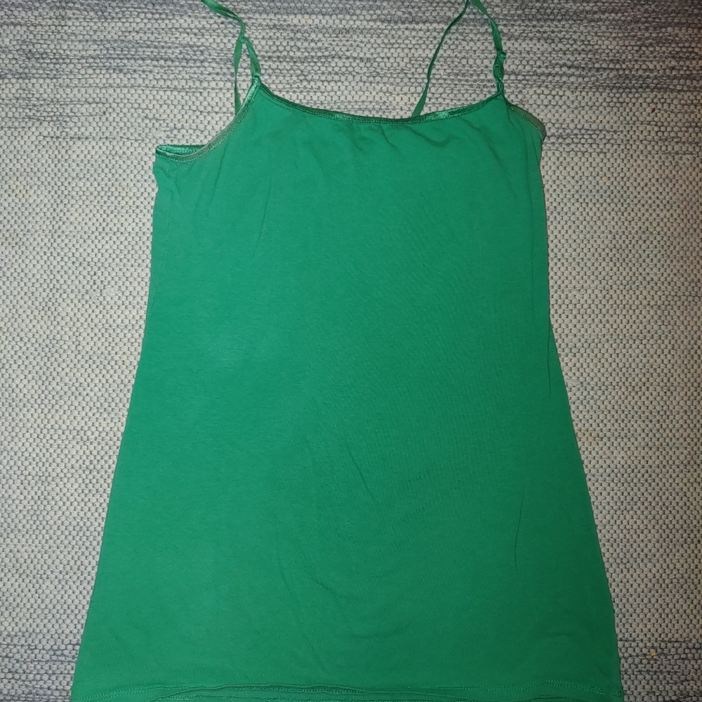 Womens Used City Streets Sz L Green Turquoise Spaghetti Strap Tank Top